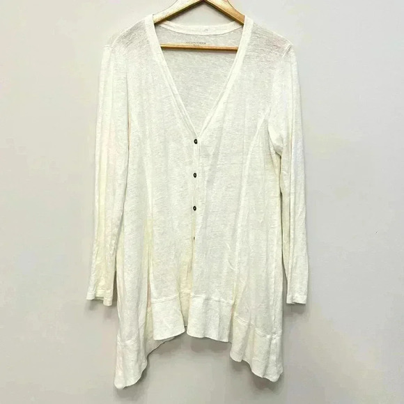 Eileen Fisher 100% Linen Button Front V-Neck Cardigan White Women's  Medium - Picture 2 of 14